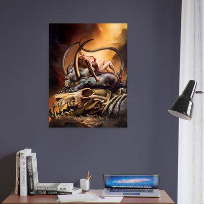 BORIS VALLEJO WOMAN AND MONSTER POSTER – FANTASY DEMON 1996 Wall Art Decor 5