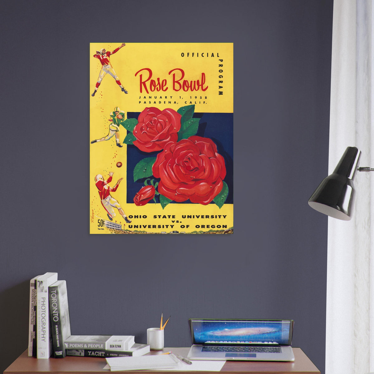 1958 Rose Bowl Ohio State vs Oregon Football Program Poster Vintage Art 5