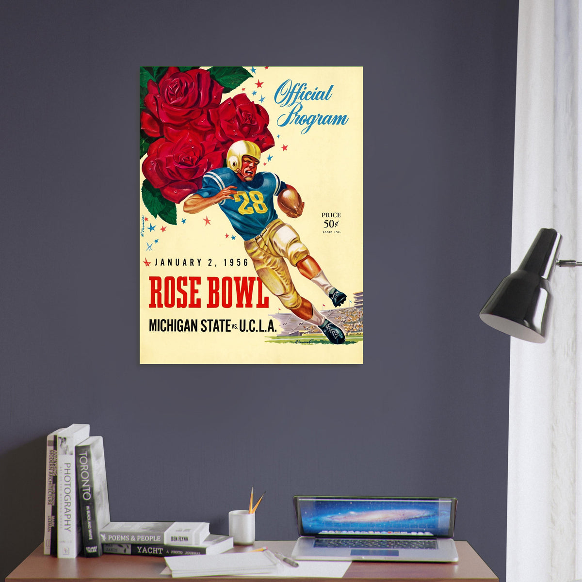 1956 Rose Bowl Football Poster – Michigan State vs UCLA Game Program 5