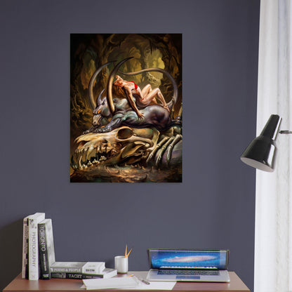 Boris Vallejo Light of Life 1991 Poster – Fantasy Demon Dragon Woman 5