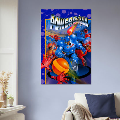 Powerball Video Game Poster – Blue Robot Warrior Action Wall Art Decor 5