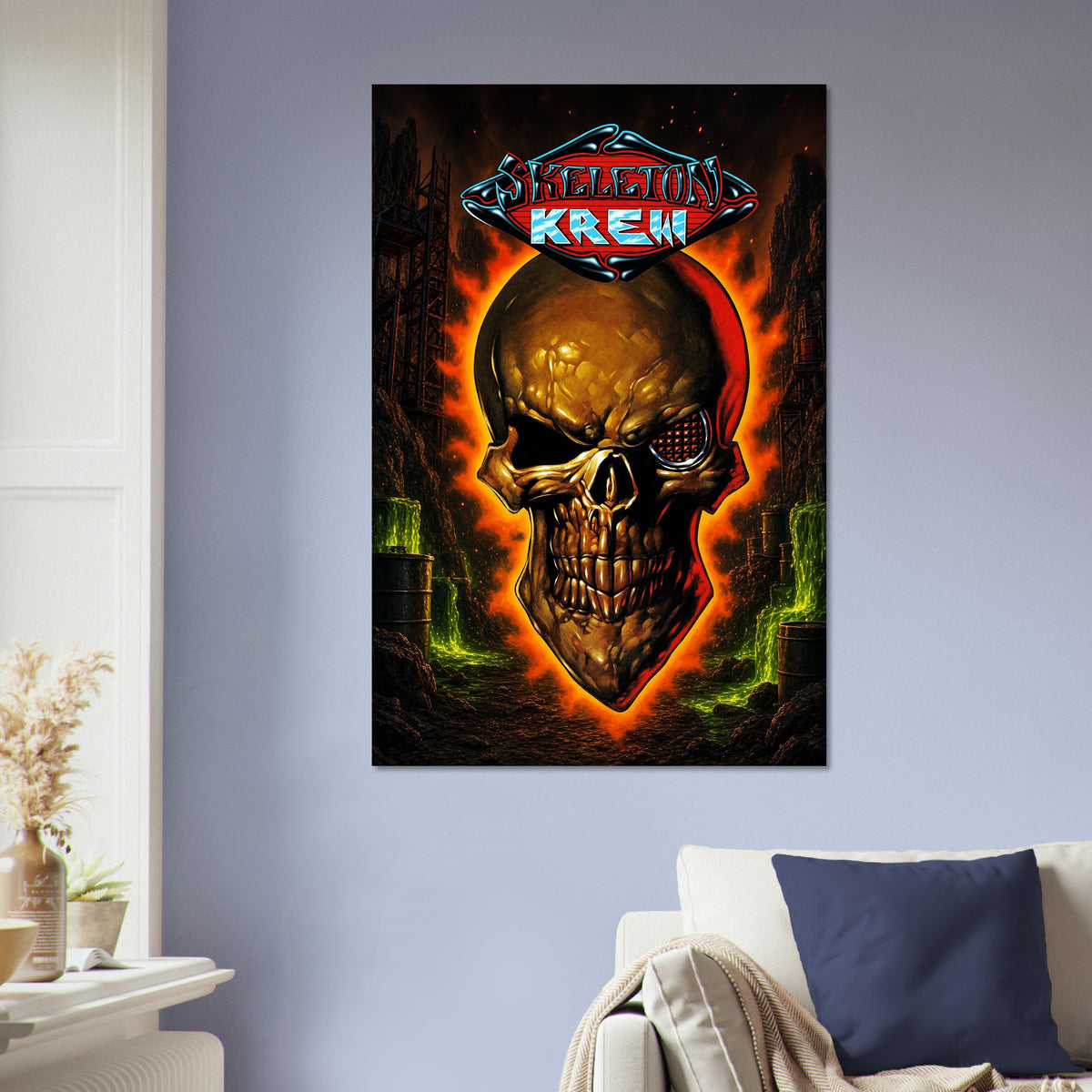 Skeleton Krew Poster - Golden Skull Fire Horror Retro Game Art Wall Art 5