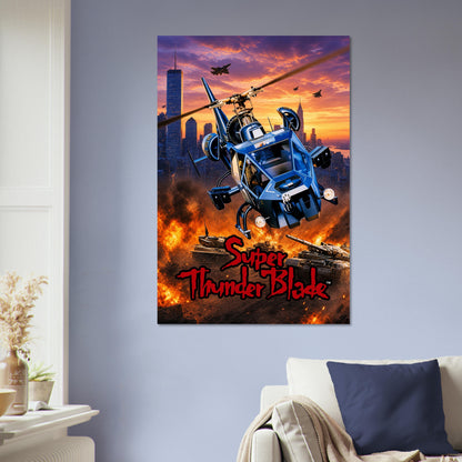 Super Thunder Blade Poster – Blue Combat Helicopter Action Art Wall Art Decor 5