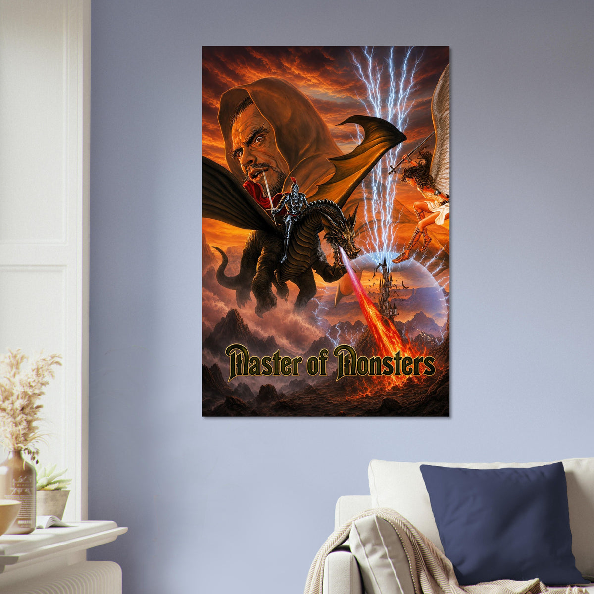 Master of Monsters Poster – Dark Sorcerer Dragon Rider Fantasy Art 5