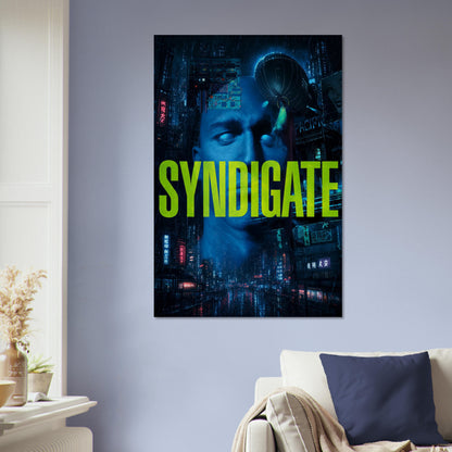 SYNDICATE Cyberpunk Hacker Poster – Neon Blue Sci-Fi Thriller Wall Art Decor 5