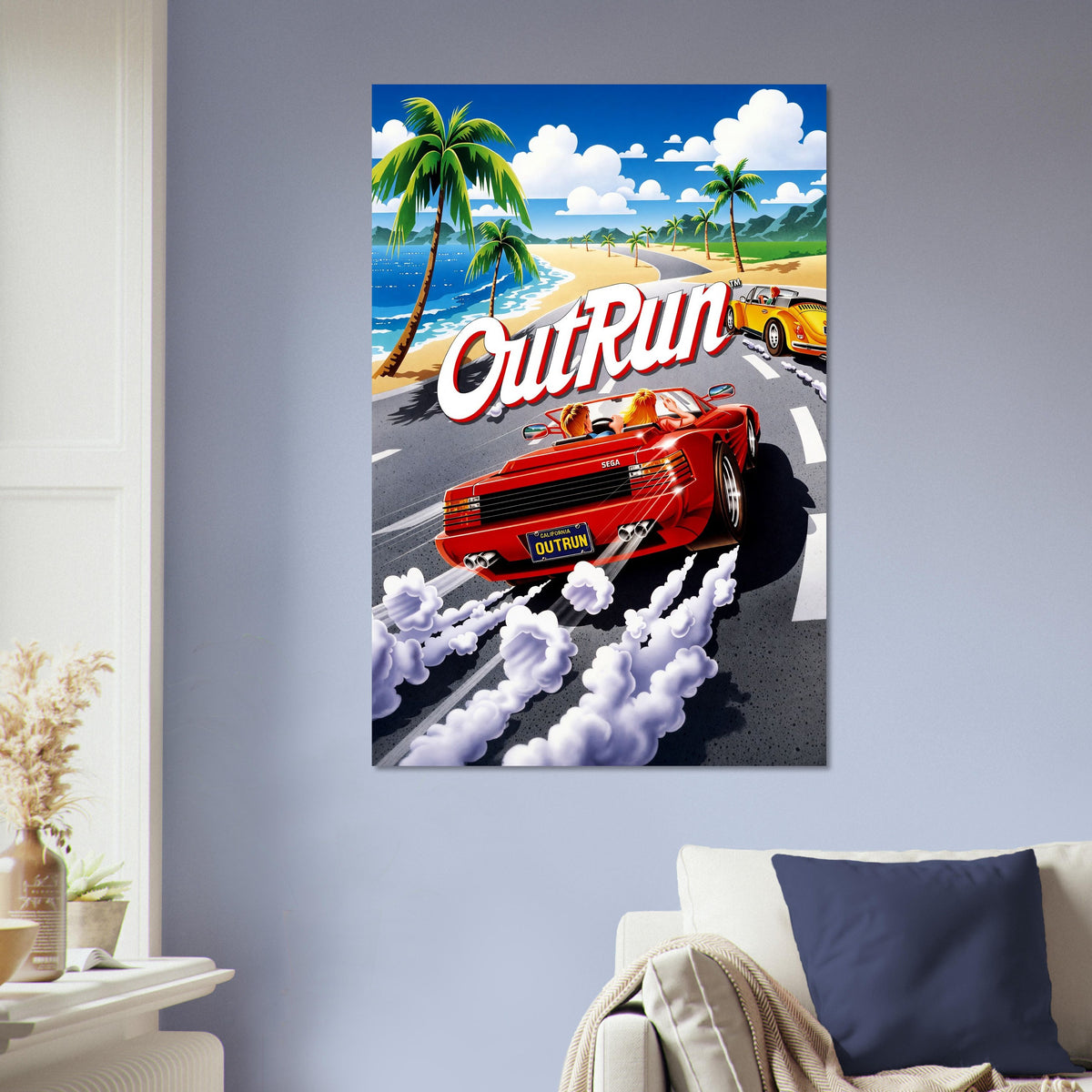 OutRun Poster - Red Sports Car Coastal Racing Retro Game Art Wall Art 5