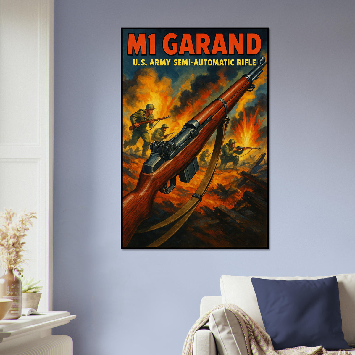 M1 Garand Rifle Poster - WWII US Army Military History Vintage War Art 5