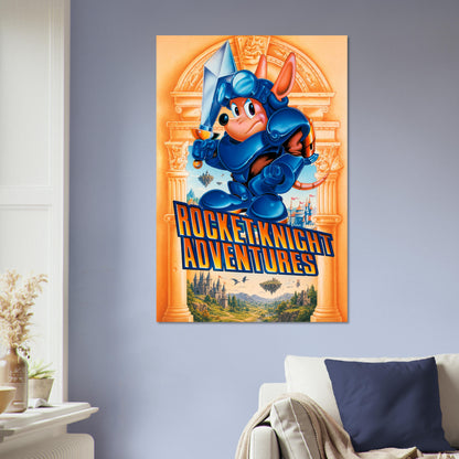 Rocket Knight Adventures Poster – Blue Armored Hero Sword Fantasy Art 5