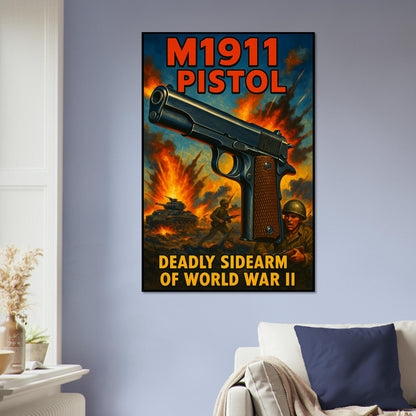 M1911 PISTOL POSTER - VINTAGE WWII MILITARY SIDEARM PROPAGANDA WAR ART 5