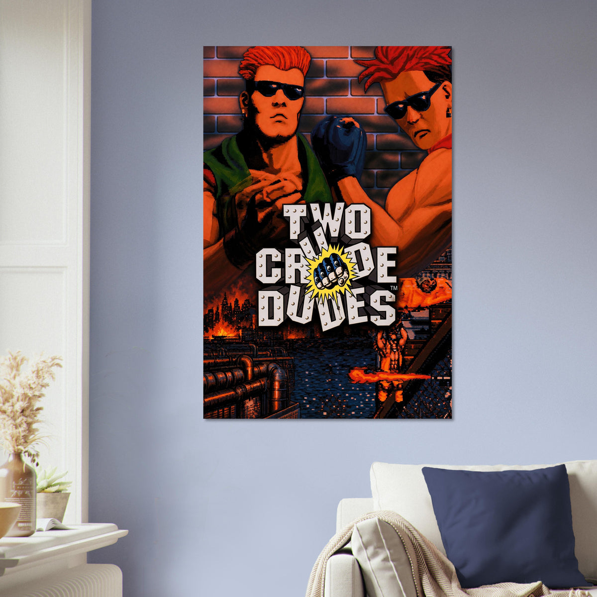 Two Crude Dudes 1992 Poster – Retro Action Heroes Arcade Game Wall Art Decor 5