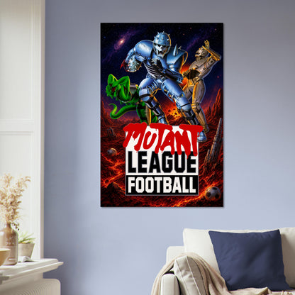 Mutant League Football Poster – Blue Armored Warrior Sci-Fi Sports 5