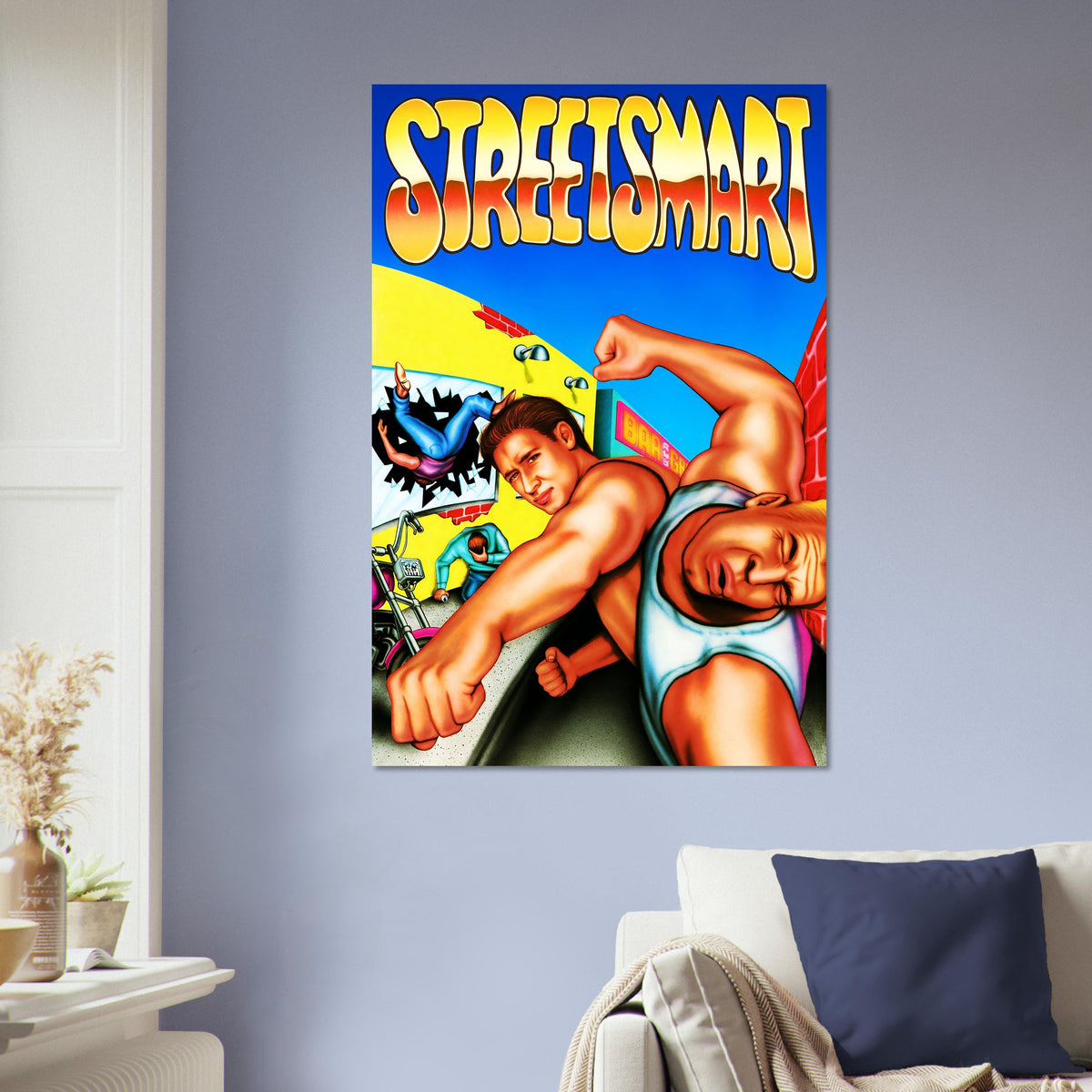 Street Smart Retro Arcade Action Poster – Muscular Hero Game Cover 5