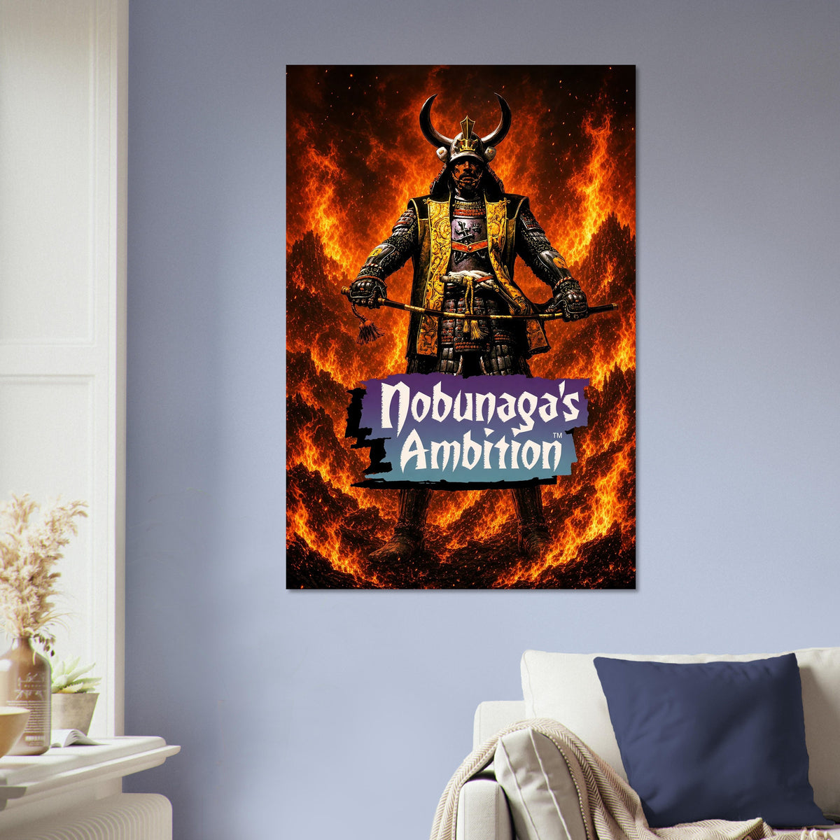 Nobunaga's Ambition Poster – Samurai Warlord with Flaming Bow Wall Art Decor 5