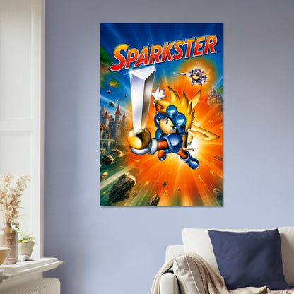 Sparkster Video Game Hero Poster – Blue Robot Knight Adventure Wall Art Decor 5