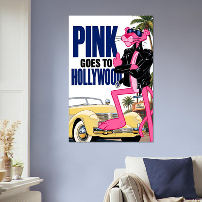 Pink Goes to Hollywood Poster – Retro Cat Character 1980s Style Wall Art Decor 5