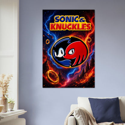Sonic & Knuckles Video Game Poster – Dual Character Split Design Wall Art Decor 5