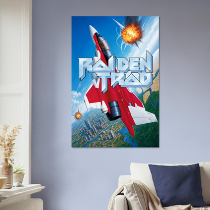Raiden Trad Poster – Red & White Combat Jet Fighter Explosion Wall Art Decor 5