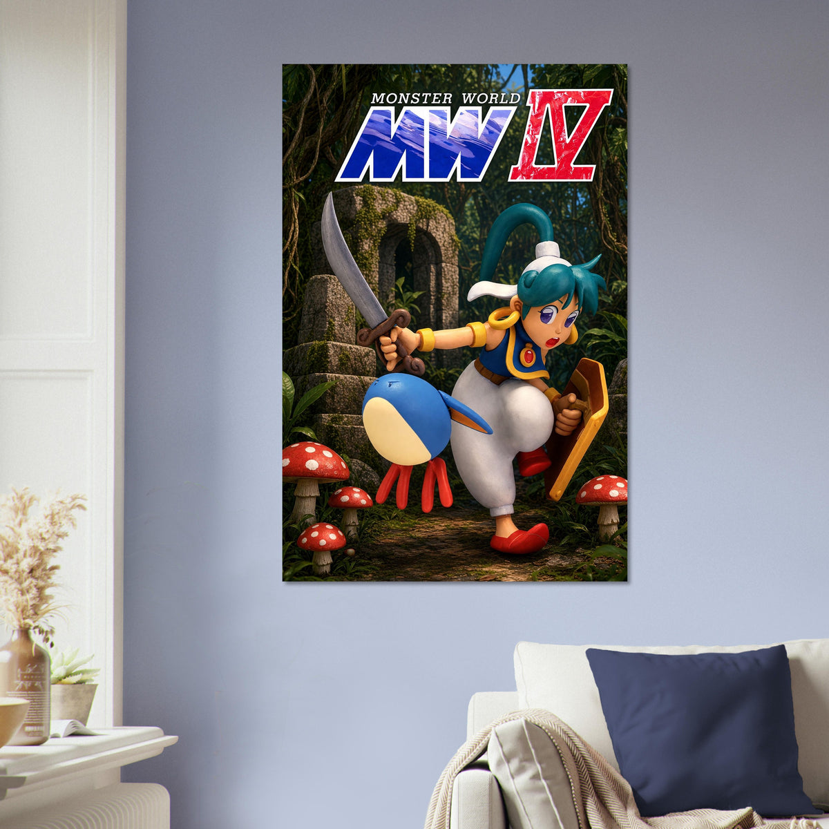 Monster World Z Poster – Adventure Hero with Sword Game Art Wall Art Decor 5