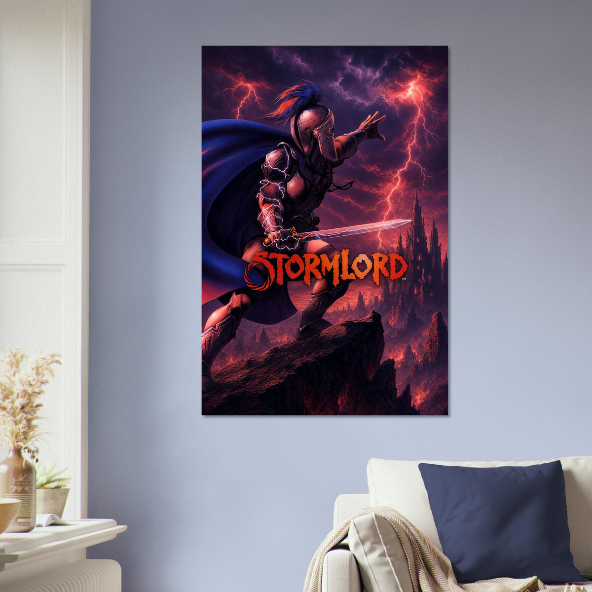 Stormlord Fantasy Warrior Poster – Electric Lightning Magic Sword Art 5