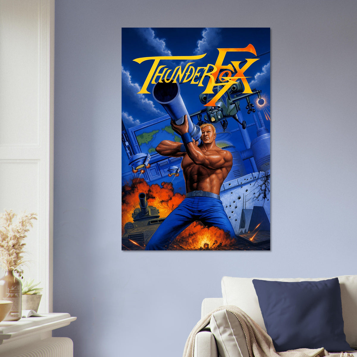 Thunder Fox Arcade Game Poster – Muscular Hero Action 1990 Wall Art Decor 5