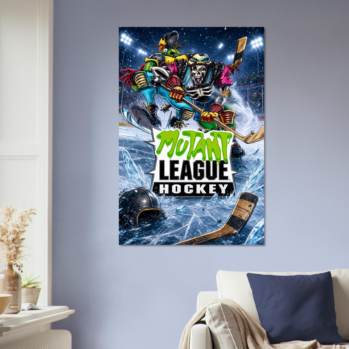 Mutant League Hockey Poster – Skeleton Warrior Ice Sport Art Wall Art Decor 5