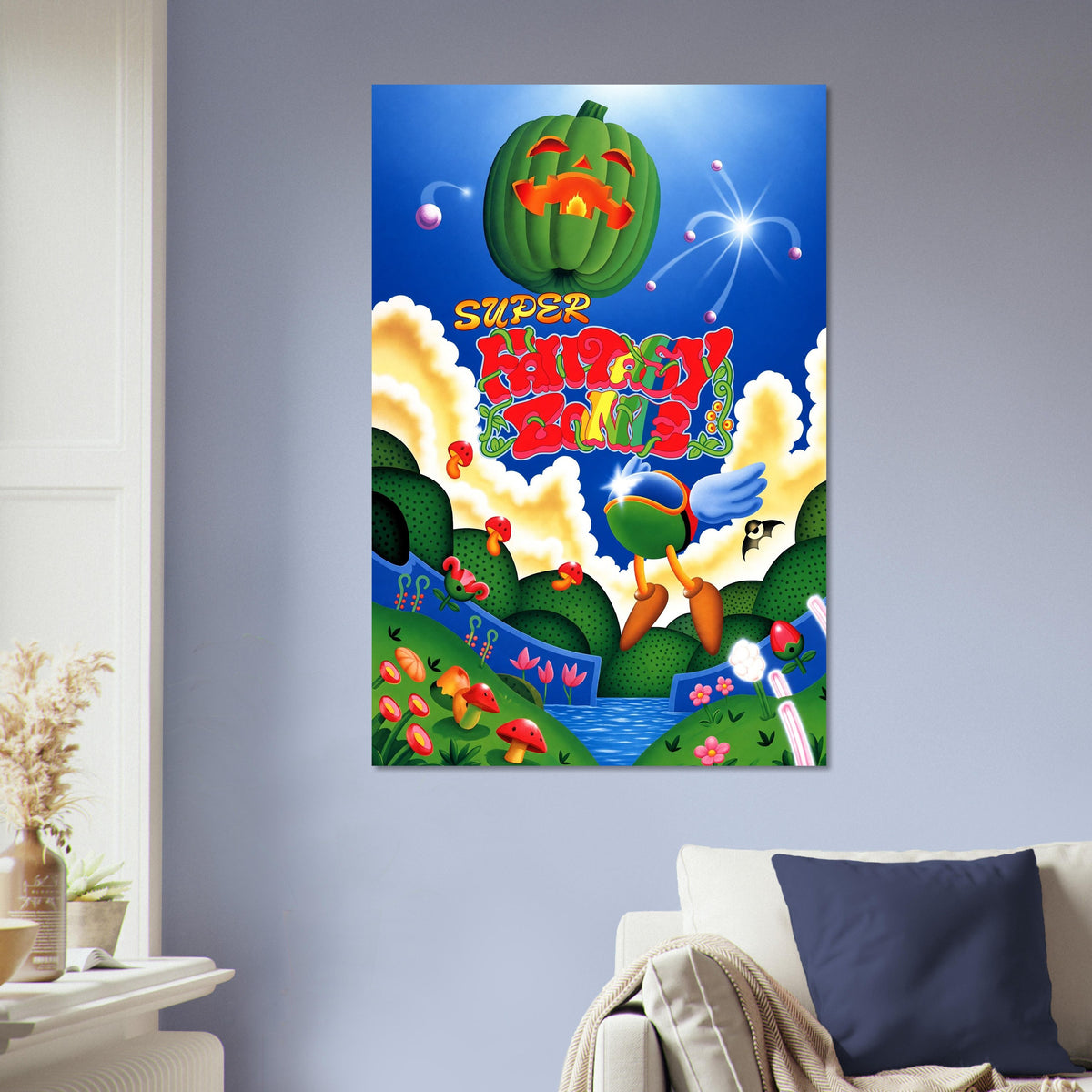 Super Pumpkin Panic Poster – Retro Video Game Fantasy Art Wall Art Decor 5