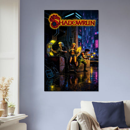 Shadowrun Cyberpunk Poster – Neon Warriors in Futuristic City Wall Art Decor 5