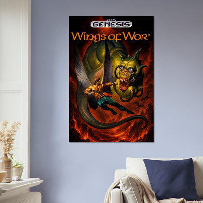 Wings of War Poster – Winged Warrior vs Monster – Retro Gaming Art 5