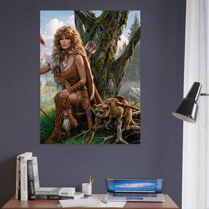 Fantasy Art Poster – Archer Warrior Woman with Companion Animal Wall Art 6