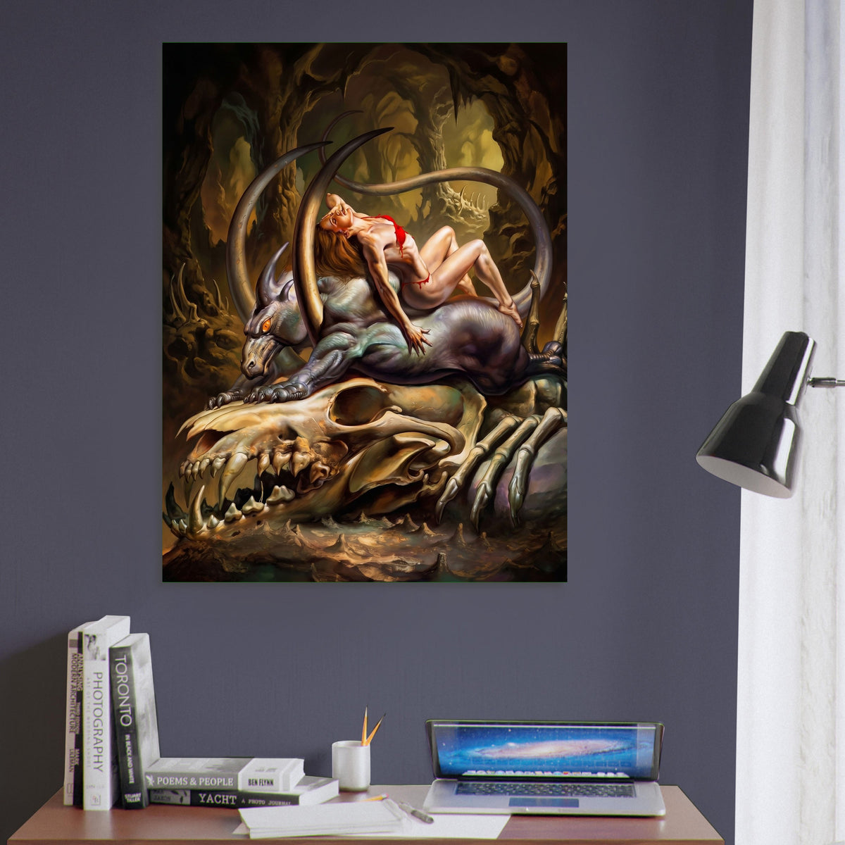Boris Vallejo Light of Life 1991 Poster – Fantasy Demon Dragon Woman 6