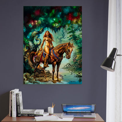 Boris Vallejo Fantasy Warrior Woman Poster 1978 – Demon Horse Art Wall Art Decor 6