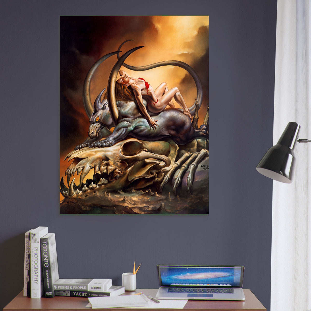BORIS VALLEJO WOMAN AND MONSTER POSTER – FANTASY DEMON 1996 Wall Art Decor 6