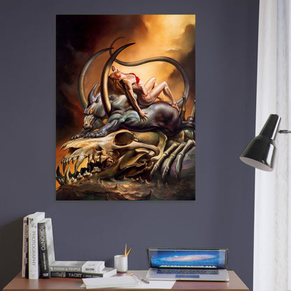 BORIS VALLEJO WOMAN AND MONSTER POSTER – FANTASY DEMON 1996 Wall Art Decor 6