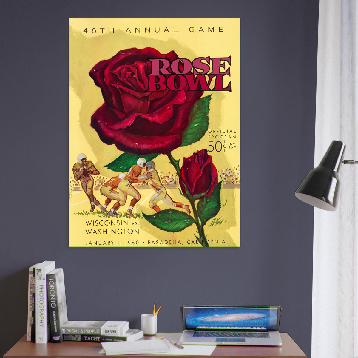 1960 Rose Bowl Wisconsin vs Washington Football Program Poster Vintage Art 6
