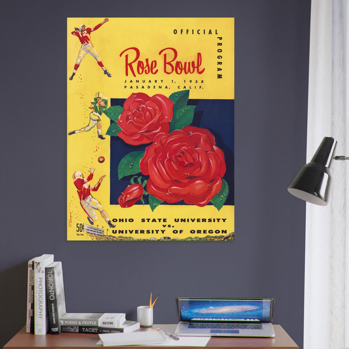 1958 Rose Bowl Ohio State vs Oregon Football Program Poster Vintage Art 6