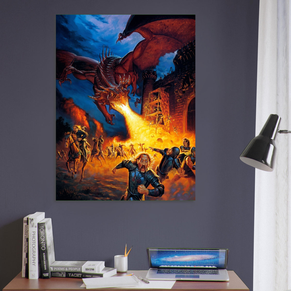 Red Dragon Attack Poster – Dragonstrike by Todd Lockwood D&D Fantasy Art 1998 6