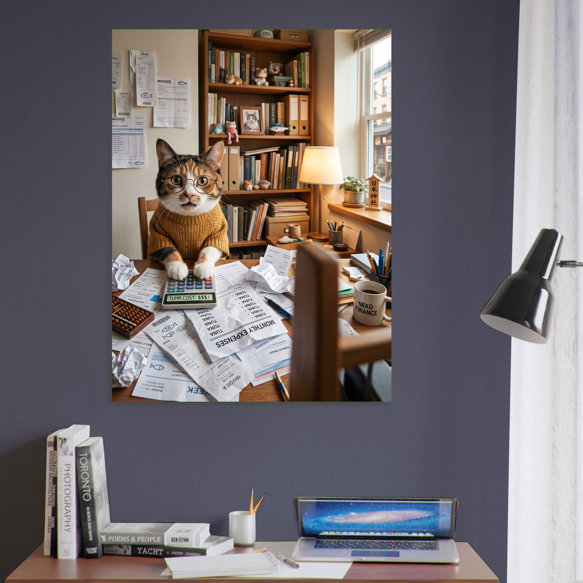 Funny Cat Poster – Accountant Cat with Glasses at the Office, Humor Wall Art 6