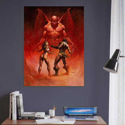 BORIS VALLEJO IN THE UNDERWORLD POSTER – DEMON FANTASY ART 1978 Wall Art Decor 6