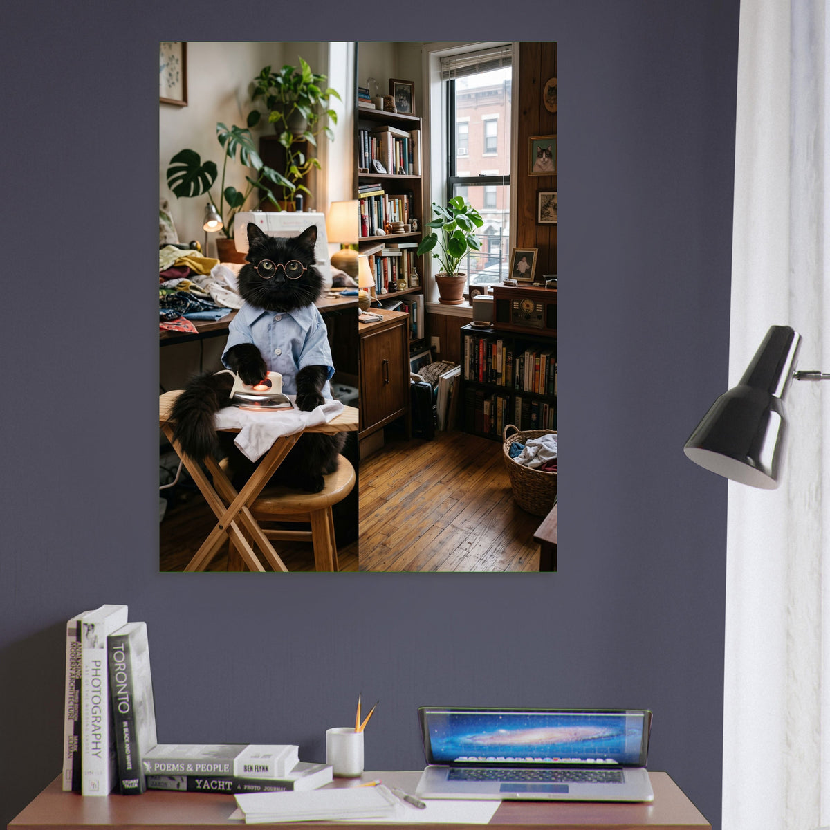 Black Cat with Glasses Poster – Scholarly Intellectual Cat, Library Wall Art 6