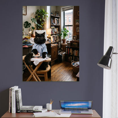 Black Cat with Glasses Poster – Scholarly Intellectual Cat, Library Wall Art 6