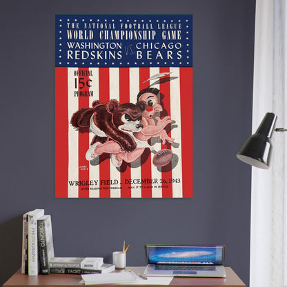1943 Championship Washington Redskins vs Chicago Bears Football Program Poster 6