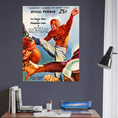 1948 Los Angeles Rams vs Philadelphia Eagles Football Program Poster Vintage 6