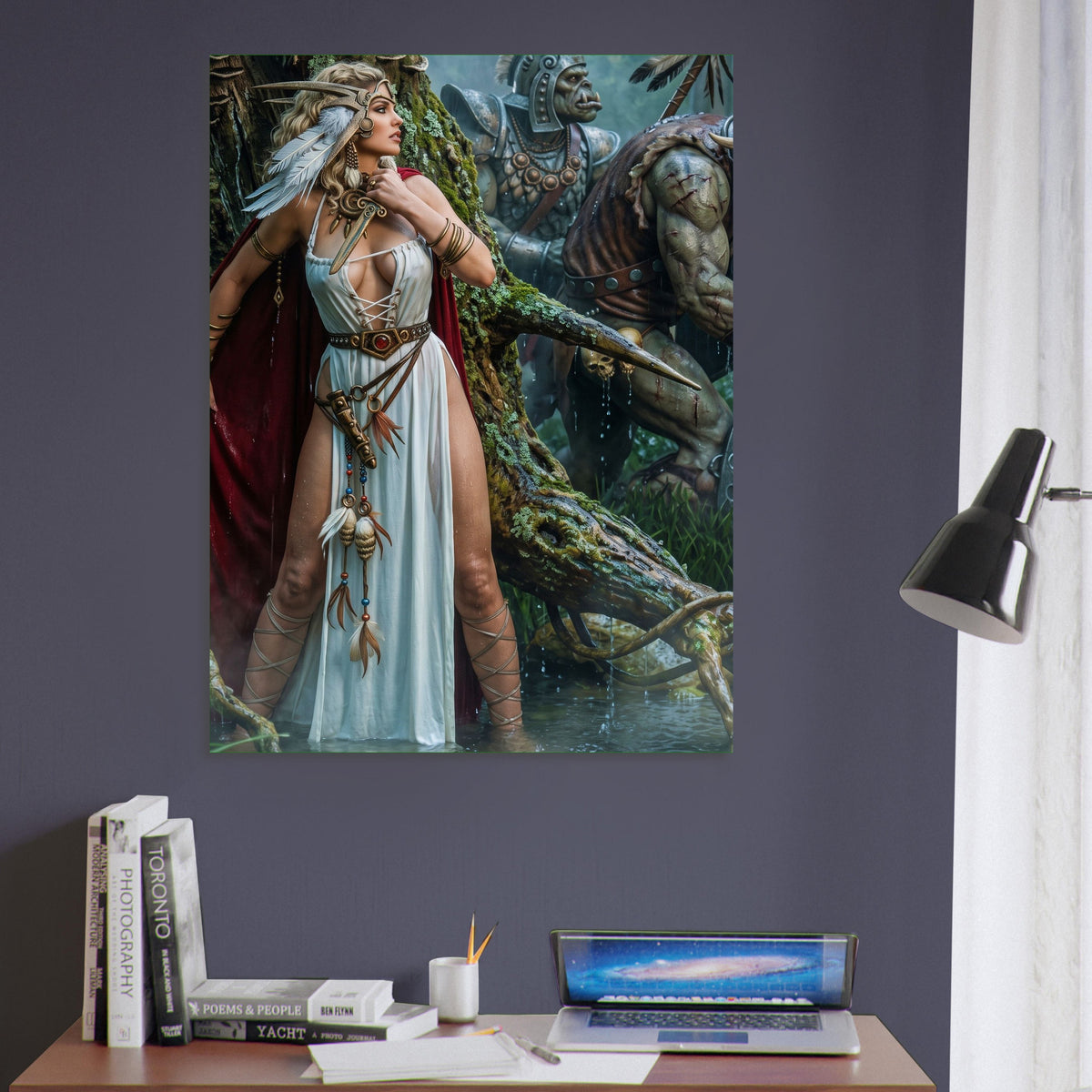 Fantasy Art Poster – Warrior Goddess in Ancient Ruins, Mystical Adventure 6