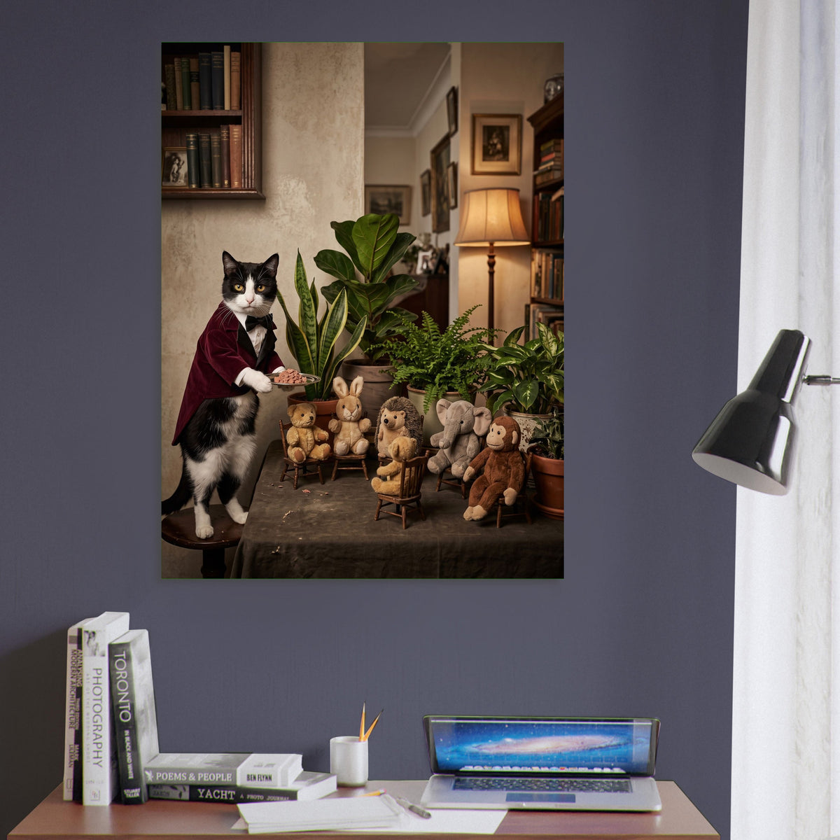 Cat with Teddy Bears Poster – Cozy Library Scene, Whimsical Nursery Wall Art 6