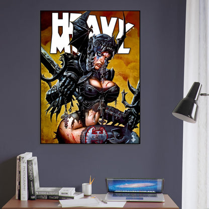 SIMON BISLEY HEAVY METAL POSTER WARRIOR WOMAN V33#4 COVER WITH GOTHIC ARMOR 5